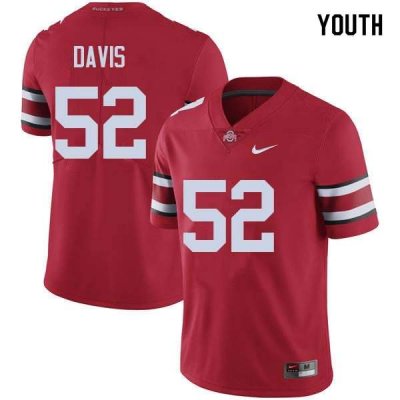 Youth Ohio State Buckeyes #52 Wyatt Davis Red Nike NCAA College Football Jersey November AVB5144VA